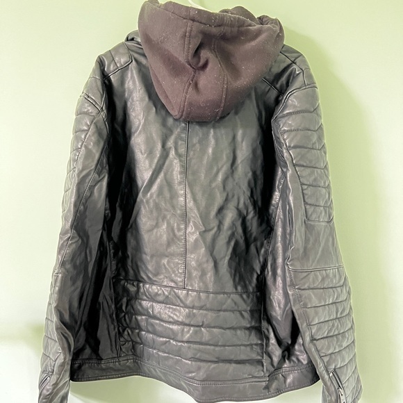 Marc Anthony Leather Jacket | Men’s XXL | Black Winter Jacket w/ Removable Hood - Picture 3 of 6